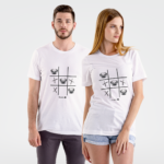 camiseta de pug jogo da velha