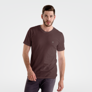 camiseta básica lisa em algodão marrom
