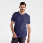 camiseta básica lisa em algodão azul marinho